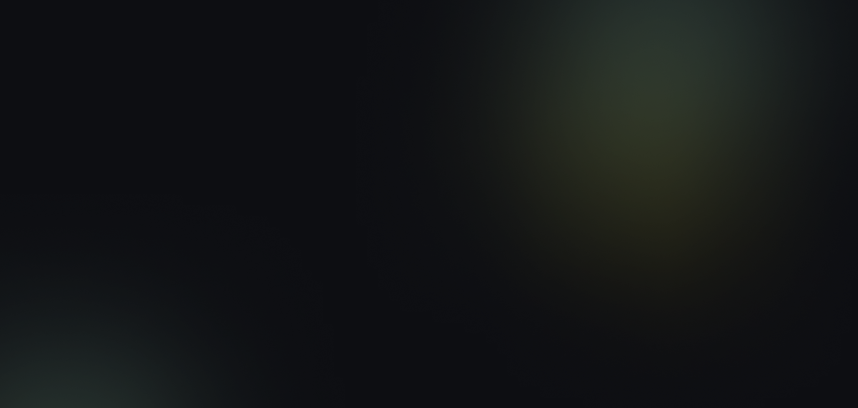 A dark background with a green and gold blur.